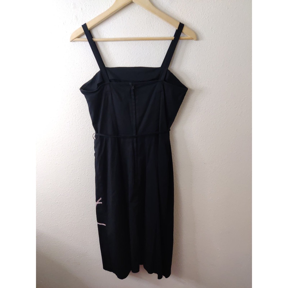 3/$20 Vintage Rubber Ducky Productions Floral Print Black Midi Dress Size L - Picture 6 of 9